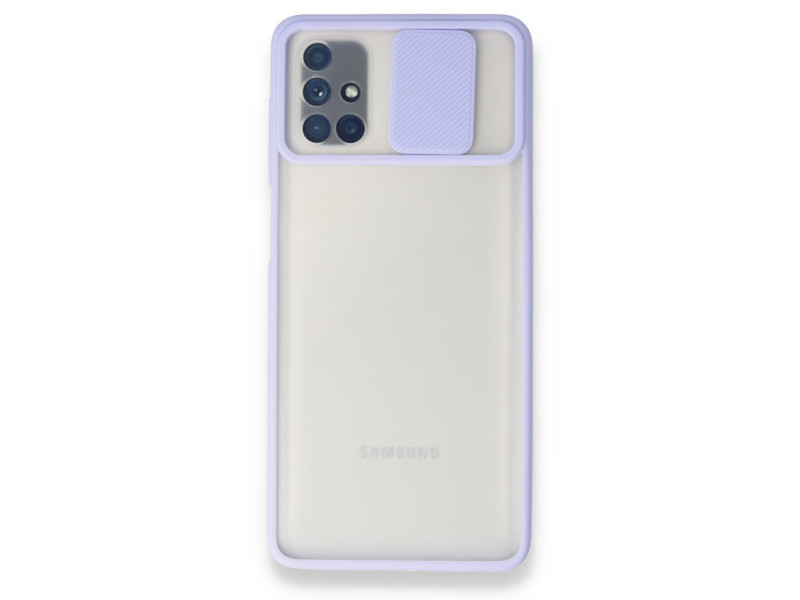 Newface Samsung Galaxy M51 Kılıf Palm Buzlu Kamera Sürgülü Silikon - Lila