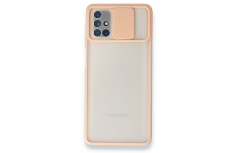 Newface Samsung Galaxy M51 Kılıf Palm Buzlu Kamera Sürgülü Silikon - Pembe