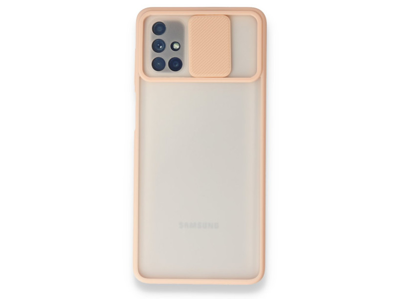 Newface Samsung Galaxy M51 Kılıf Palm Buzlu Kamera Sürgülü Silikon - Pembe