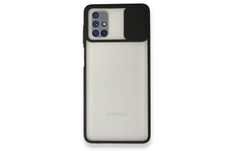 Newface Samsung Galaxy M51 Kılıf Palm Buzlu Kamera Sürgülü Silikon - Siyah