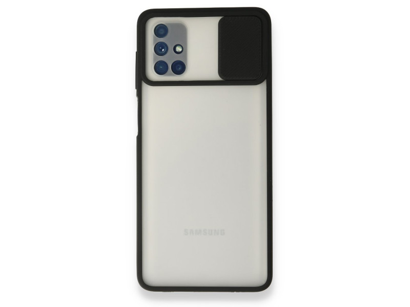 Newface Samsung Galaxy M51 Kılıf Palm Buzlu Kamera Sürgülü Silikon - Siyah