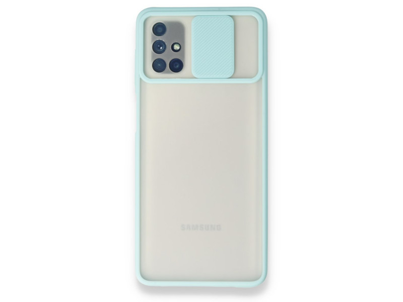 Newface Samsung Galaxy M51 Kılıf Palm Buzlu Kamera Sürgülü Silikon - Turkuaz