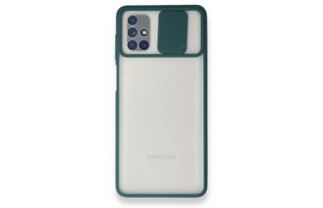 Newface Samsung Galaxy M51 Kılıf Palm Buzlu Kamera Sürgülü Silikon - Yeşil