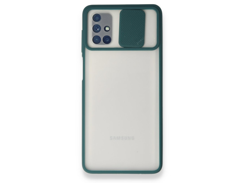 Newface Samsung Galaxy M51 Kılıf Palm Buzlu Kamera Sürgülü Silikon - Yeşil