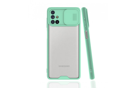 Newface Samsung Galaxy M31S Kılıf Platin Kamera Koruma Silikon - Açık Yeşil