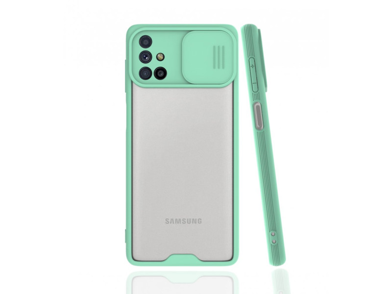 Newface Samsung Galaxy M51 Kılıf Platin Kamera Koruma Silikon - Açık Yeşil