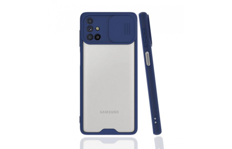 Newface Samsung Galaxy M51 Kılıf Platin Kamera Koruma Silikon - Lacivert