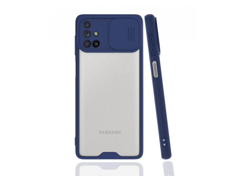 Newface Samsung Galaxy M51 Kılıf Platin Kamera Koruma Silikon - Lacivert