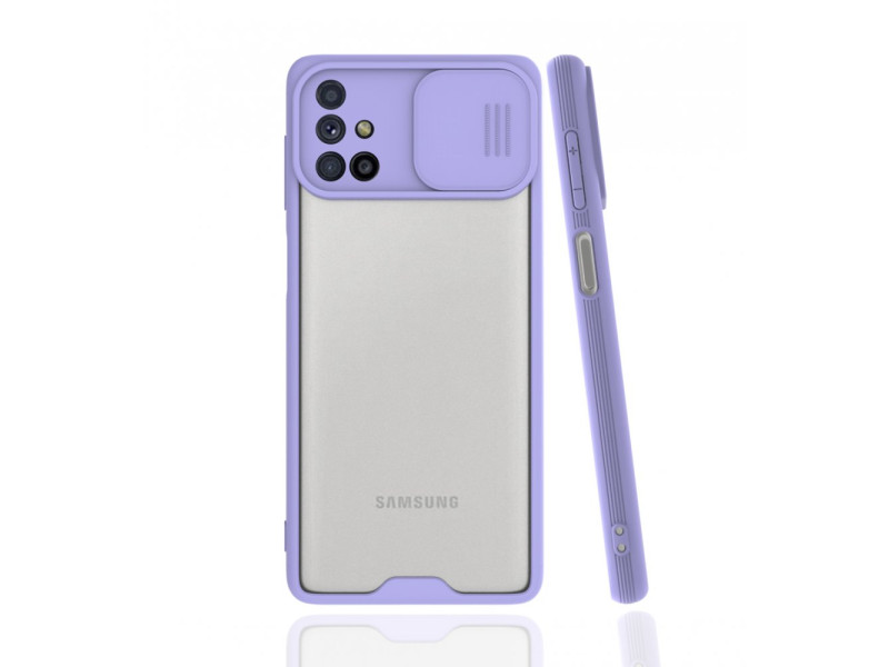 Newface Samsung Galaxy M51 Kılıf Platin Kamera Koruma Silikon - Lila