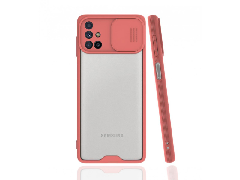 Newface Samsung Galaxy M51 Kılıf Platin Kamera Koruma Silikon - Pembe