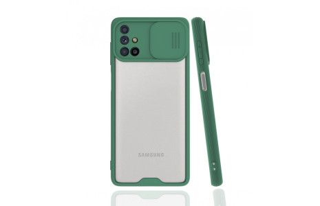 Newface Samsung Galaxy M31S Kılıf Platin Kamera Koruma Silikon - Yeşil