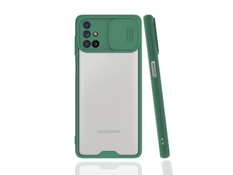 Newface Samsung Galaxy M51 Kılıf Platin Kamera Koruma Silikon - Yeşil