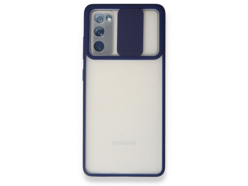 Newface Samsung Galaxy S20 FE Kılıf Palm Buzlu Kamera Sürgülü Silikon - Lacivert