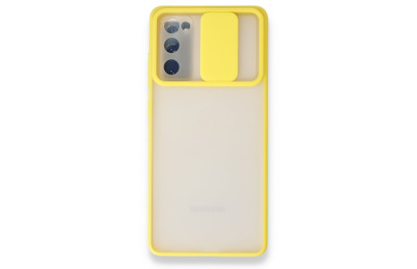 Newface Samsung Galaxy S20 FE Kılıf Palm Buzlu Kamera Sürgülü Silikon - Sarı