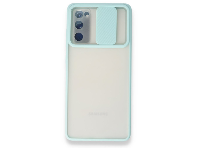 Newface Samsung Galaxy S20 FE Kılıf Palm Buzlu Kamera Sürgülü Silikon - Turkuaz