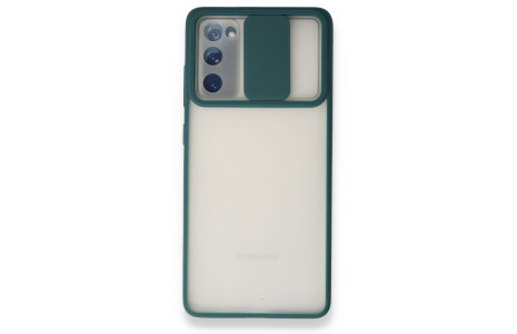 Newface Samsung Galaxy S20 FE Kılıf Palm Buzlu Kamera Sürgülü Silikon - Yeşil