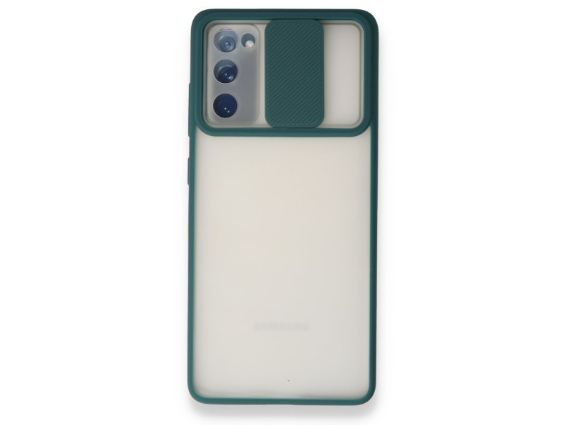 Newface Samsung Galaxy S20 FE Kılıf Palm Buzlu Kamera Sürgülü Silikon - Yeşil
