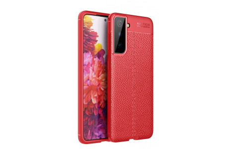 Newface Samsung Galaxy S21 Kılıf Focus Derili Silikon - Kırmızı