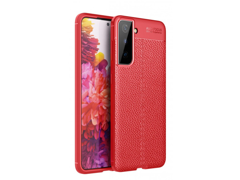 Newface Samsung Galaxy S21 Kılıf Focus Derili Silikon - Kırmızı