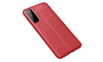 Newface Samsung Galaxy S21 Kılıf Focus Derili Silikon - Kırmızı
