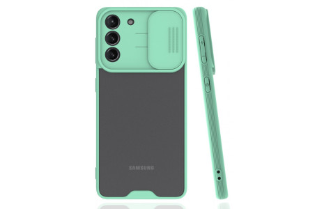 Newface Samsung Galaxy S21 Kılıf Platin Kamera Koruma Silikon - Açık Yeşil