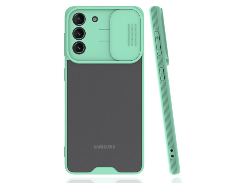 Newface Samsung Galaxy S21 Kılıf Platin Kamera Koruma Silikon - Açık Yeşil