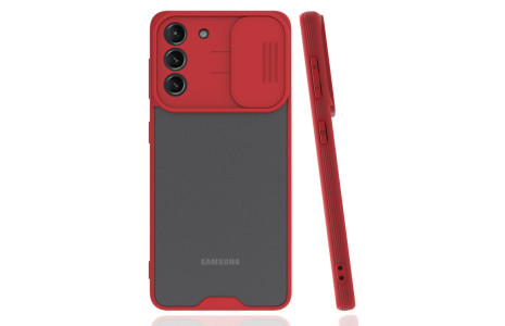 Newface Samsung Galaxy S21 Kılıf Platin Kamera Koruma Silikon - Kırmızı