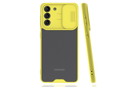 Newface Samsung Galaxy S21 Kılıf Platin Kamera Koruma Silikon - Sarı