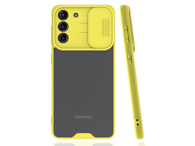Newface Samsung Galaxy S21 Kılıf Platin Kamera Koruma Silikon - Sarı