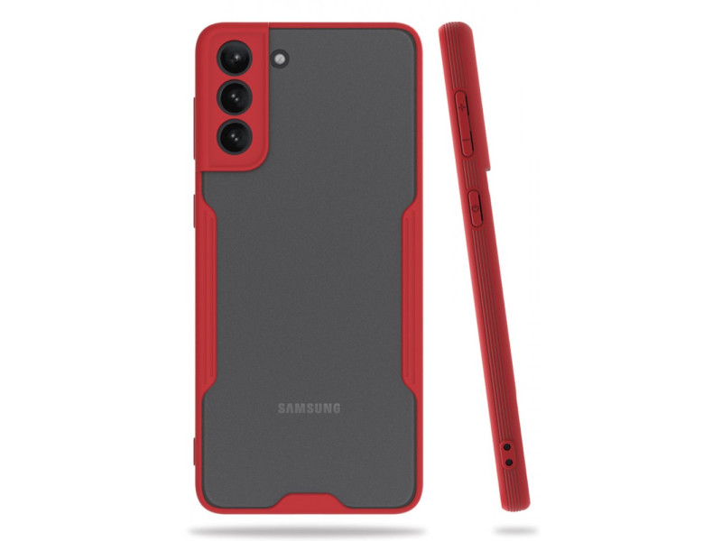 Newface Samsung Galaxy S21 Kılıf Platin Silikon - Kırmızı