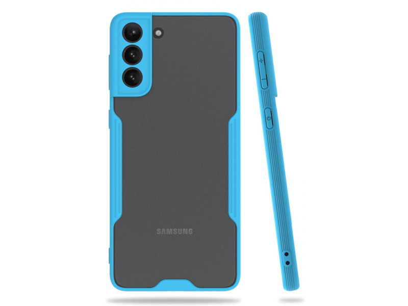 Newface Samsung Galaxy S21 Kılıf Platin Silikon - Mavi