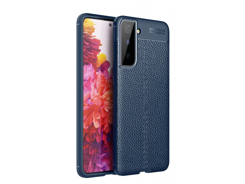 Newface Samsung Galaxy S21 Plus Kılıf Focus Derili Silikon - Lacivert