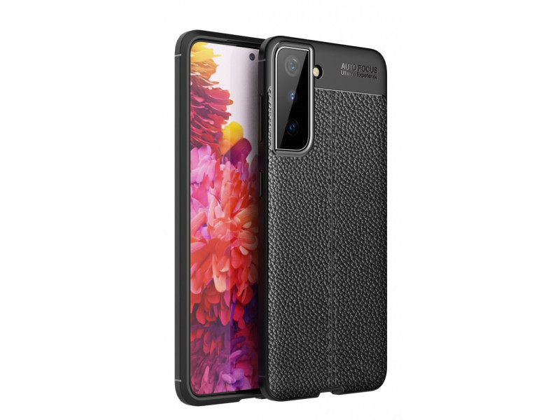 Newface Samsung Galaxy S21 Plus Kılıf Focus Derili Silikon - Siyah