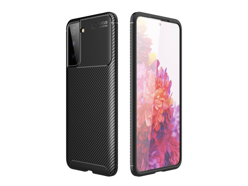Newface Samsung Galaxy S21 Plus Kılıf Focus Karbon Silikon - Siyah