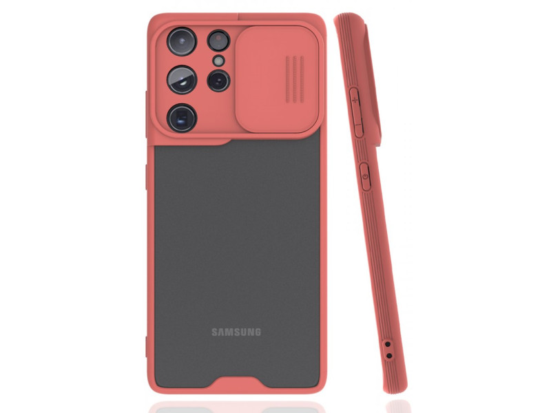 Newface Samsung Galaxy S21 Ultra Kılıf Platin Kamera Koruma Silikon - Pembe