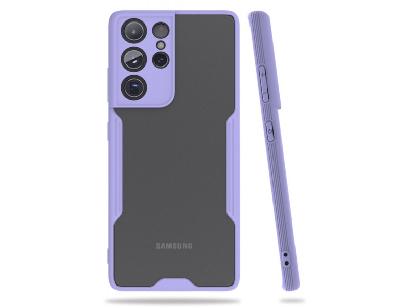 Newface Samsung Galaxy S21 Ultra Kılıf Platin Silikon - Lila