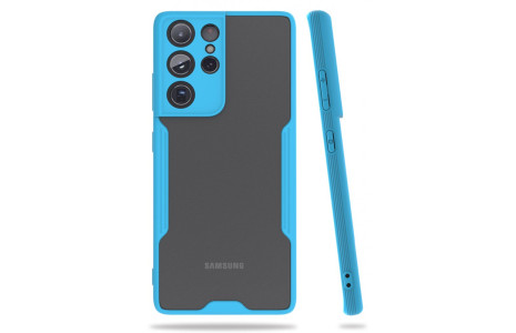 Newface Samsung Galaxy S21 Ultra Kılıf Platin Silikon - Mavi