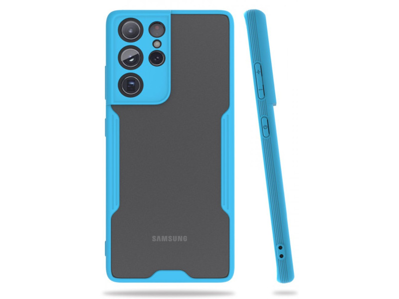 Newface Samsung Galaxy S21 Ultra Kılıf Platin Silikon - Mavi