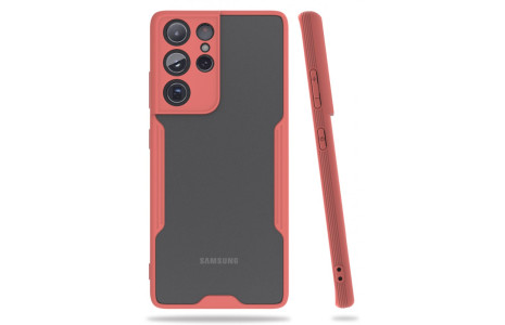 Newface Samsung Galaxy S21 Ultra Kılıf Platin Silikon - Pembe
