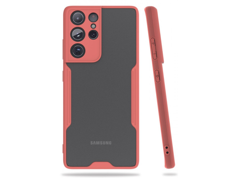 Newface Samsung Galaxy S21 Ultra Kılıf Platin Silikon - Pembe
