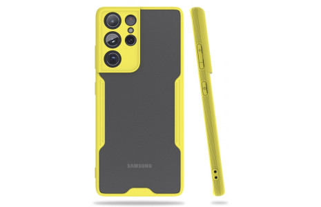 Newface Samsung Galaxy S21 Ultra Kılıf Platin Silikon - Sarı