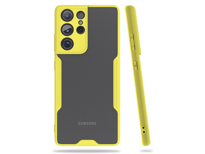 Newface Samsung Galaxy S21 Ultra Kılıf Platin Silikon - Sarı
