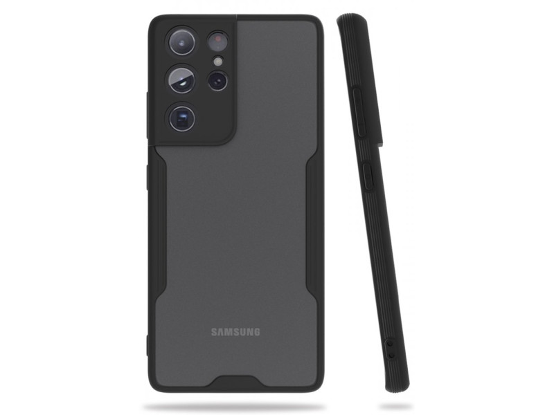 Newface Samsung Galaxy S21 Ultra Kılıf Platin Silikon - Siyah