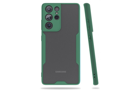 Newface Samsung Galaxy S21 Ultra Kılıf Platin Silikon - Yeşil