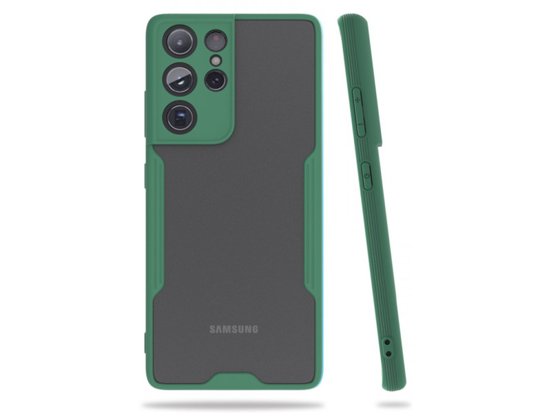 Newface Samsung Galaxy S21 Ultra Kılıf Platin Silikon - Yeşil