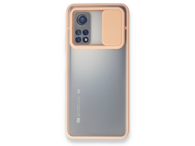 Newface Xiaomi Mi 10T Kılıf Palm Buzlu Kamera Sürgülü Silikon - Pembe