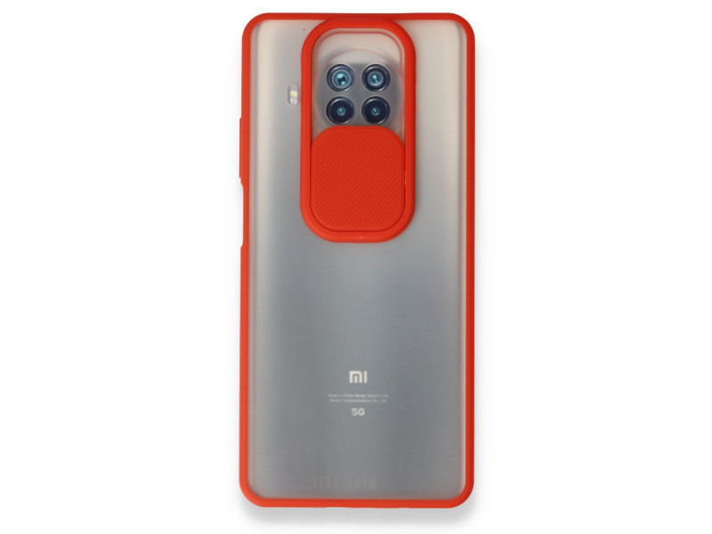 Newface Xiaomi Mi 10T Lite Kılıf Palm Buzlu Kamera Sürgülü Silikon - Kırmızı