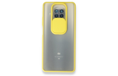 Newface Xiaomi Mi 10T Lite Kılıf Palm Buzlu Kamera Sürgülü Silikon - Sarı