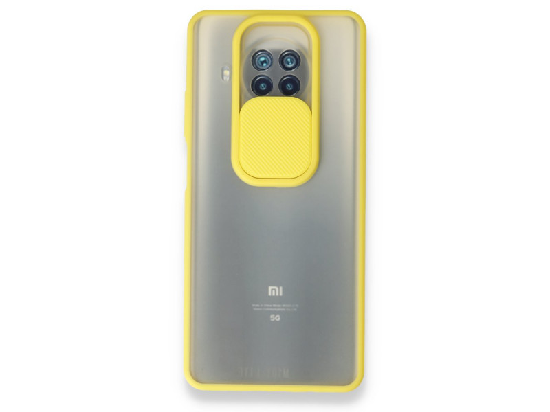 Newface Xiaomi Mi 10T Lite Kılıf Palm Buzlu Kamera Sürgülü Silikon - Sarı