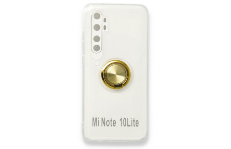 Newface Xiaomi Mi Note 10 Lite Kılıf Gros Yüzüklü Silikon - Gold
